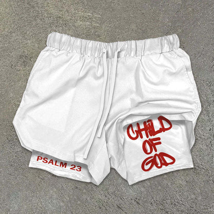 "Child of God" Print Double Layer Shorts