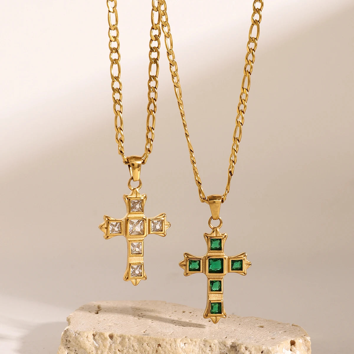 Gold Cross Necklace – Christian Baptism Pendant Necklace