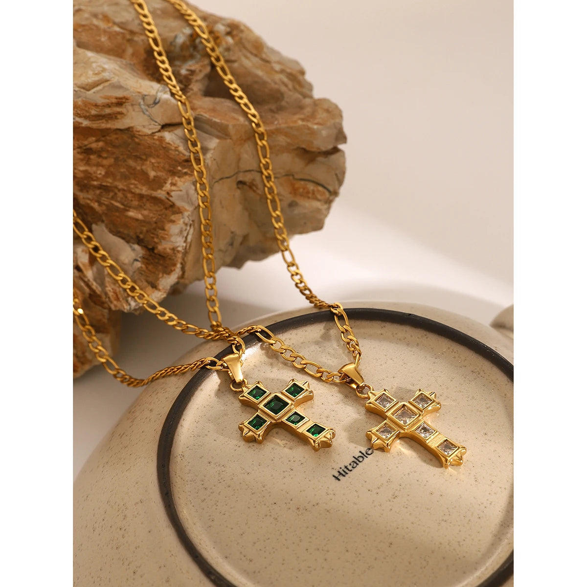 Gold Cross Necklace – Christian Baptism Pendant Necklace