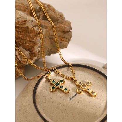 Gold Cross Necklace – Christian Baptism Pendant Necklace
