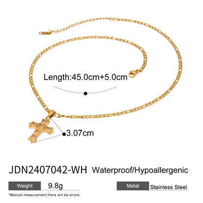 Gold Cross Necklace – Christian Baptism Pendant Necklace