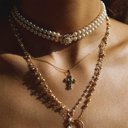 Gold Cross Necklace – Christian Baptism Pendant Necklace