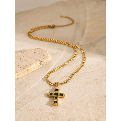 Gold Cross Necklace – Christian Baptism Pendant Necklace