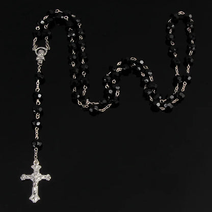 8mm Fashion Rosary Necklace – Christian Cross Pendant Long Chain Jewelry