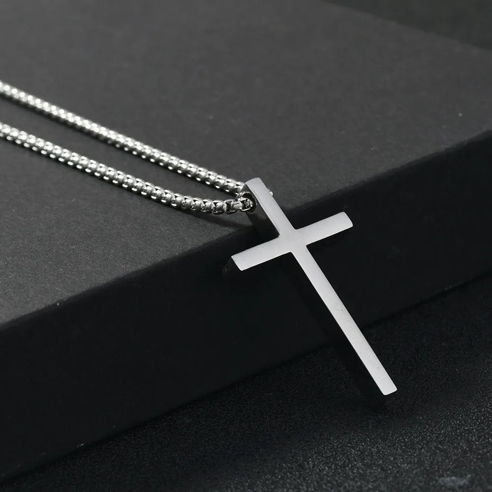 Titanium Steel Jesus Cross Necklace Men Women Bible Verse Spiritual Necklace for Men Jewelry Christmas New Year gifts