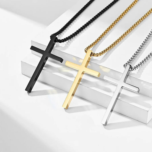 Titanium Steel Jesus Cross Necklace Men Women Bible Verse Spiritual Necklace for Men Jewelry Christmas New Year gifts