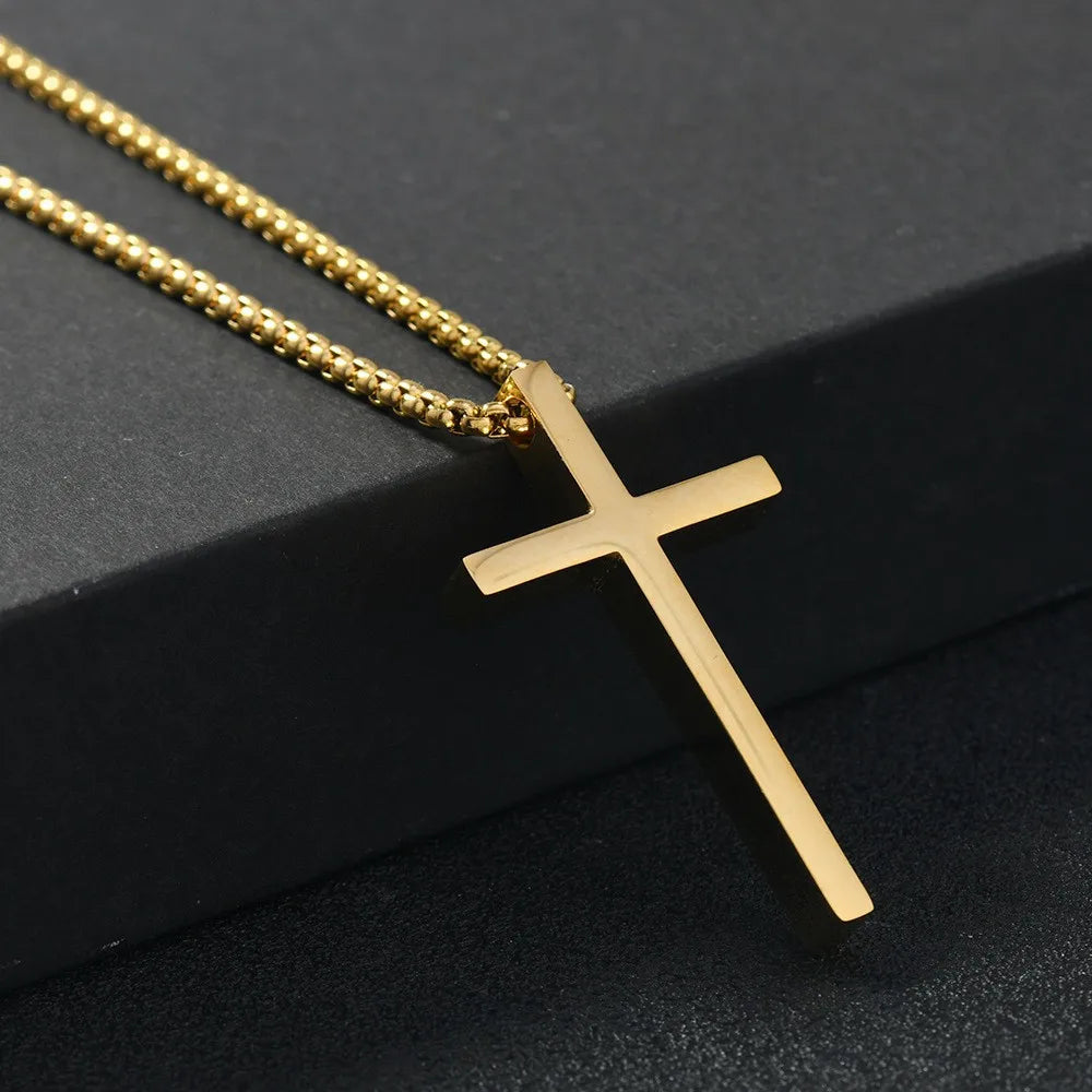 Titanium Steel Jesus Cross Necklace Men Women Bible Verse Spiritual Necklace for Men Jewelry Christmas New Year gifts