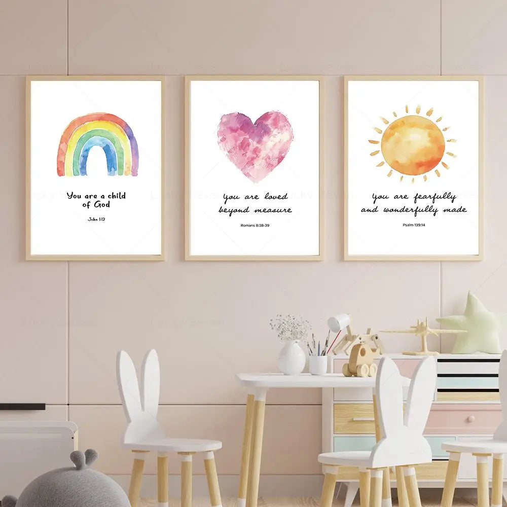 Bible Verse Poster - Psalm, John, Romans Canvas Wall Art