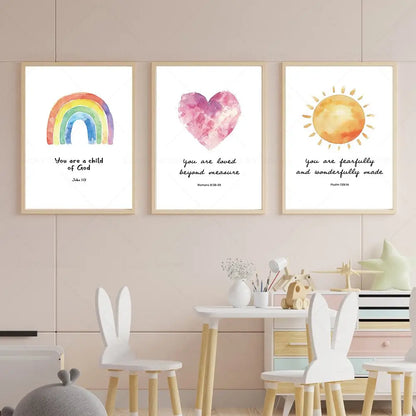 Bible Verse Poster - Psalm, John, Romans Canvas Wall Art