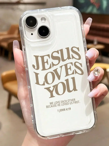 "Jesus Loves You" Bible Verse Clear iPhone Case