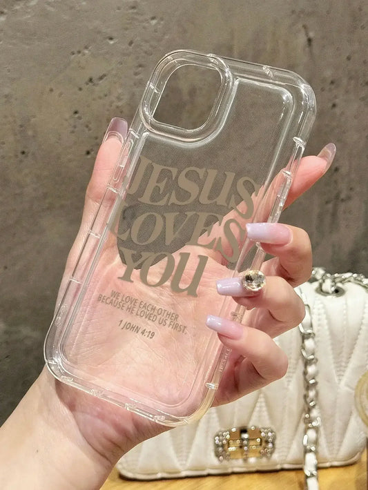 "Jesus Loves You" Bible Verse Clear iPhone Case