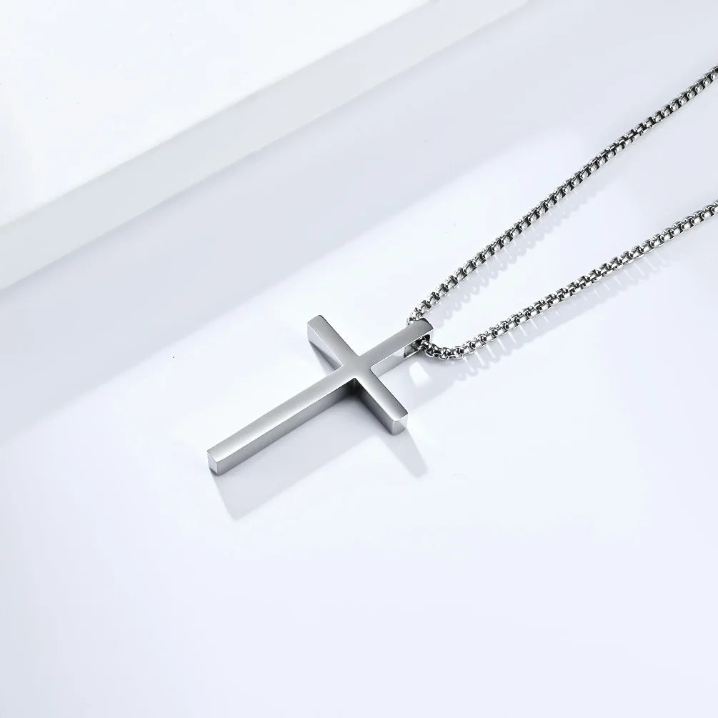 Titanium Steel Jesus Cross Necklace Men Women Bible Verse Spiritual Necklace for Men Jewelry Christmas New Year gifts