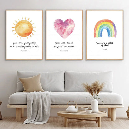 Bible Verse Poster - Psalm, John, Romans Canvas Wall Art