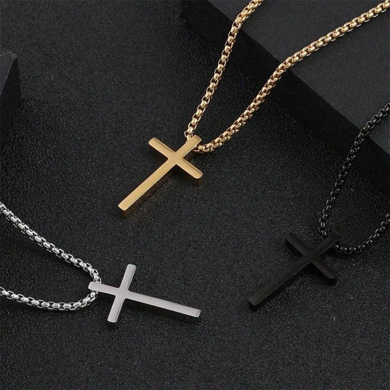 Titanium Steel Jesus Cross Necklace Men Women Bible Verse Spiritual Necklace for Men Jewelry Christmas New Year gifts
