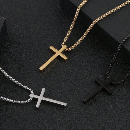 Titanium Steel Jesus Cross Necklace Men Women Bible Verse Spiritual Necklace for Men Jewelry Christmas New Year gifts
