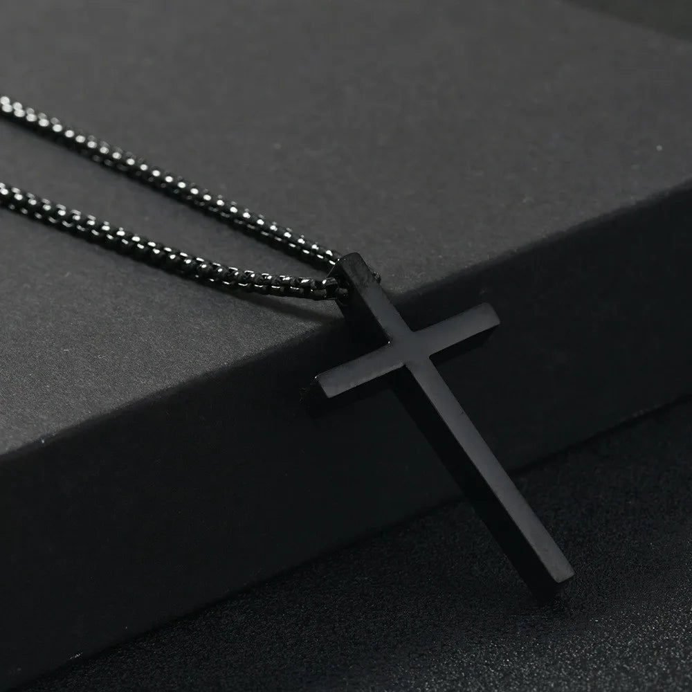 Titanium Steel Jesus Cross Necklace Men Women Bible Verse Spiritual Necklace for Men Jewelry Christmas New Year gifts