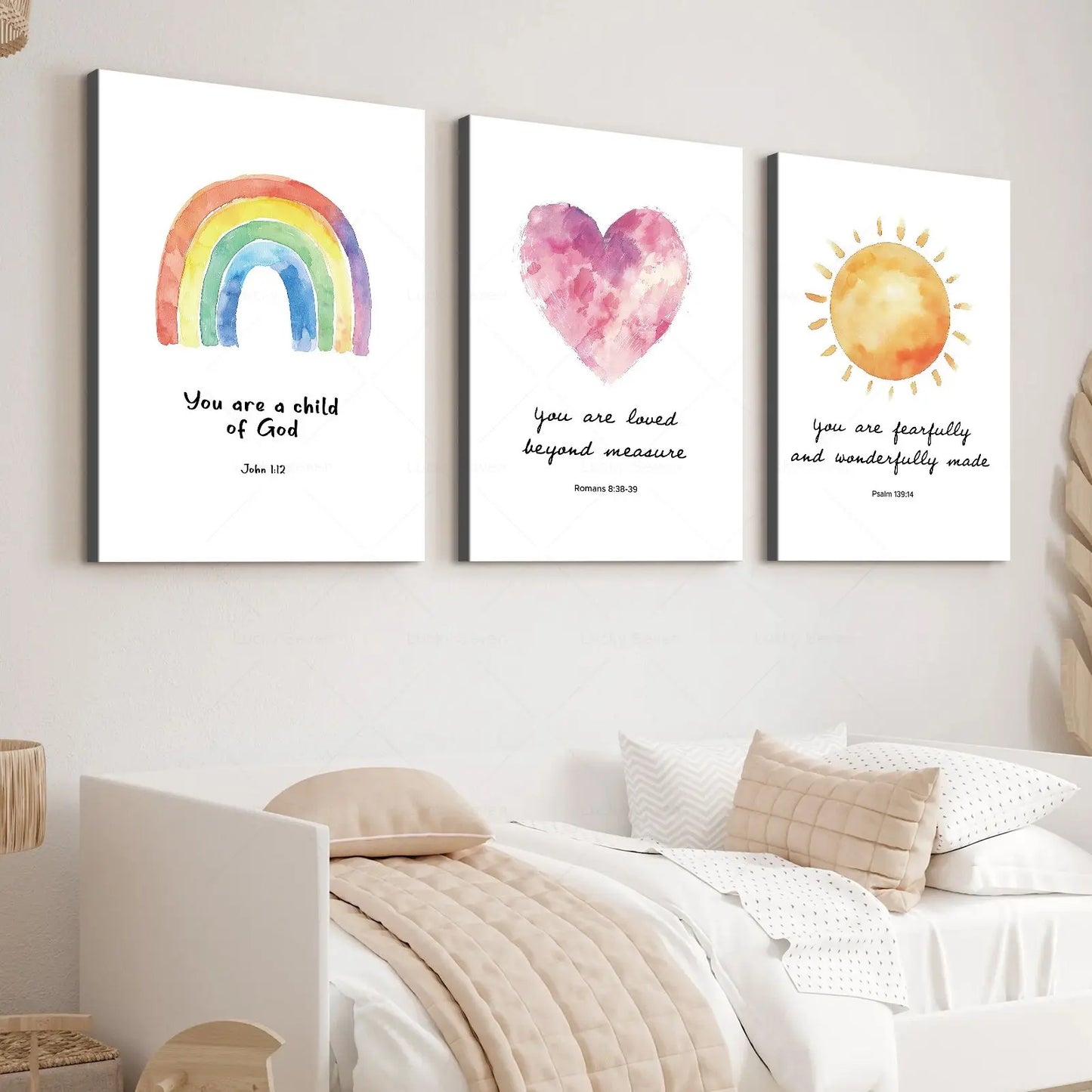 Bible Verse Poster - Psalm, John, Romans Canvas Wall Art