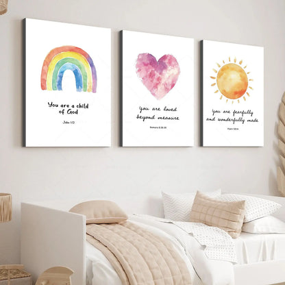 Bible Verse Poster - Psalm, John, Romans Canvas Wall Art