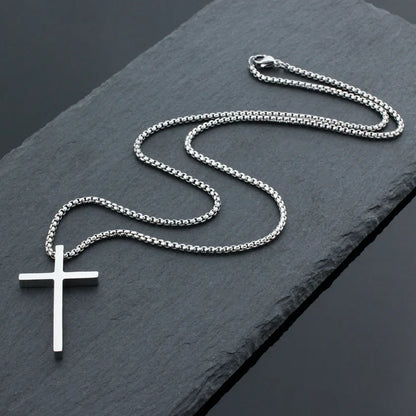 Titanium Steel Jesus Cross Necklace Men Women Bible Verse Spiritual Necklace for Men Jewelry Christmas New Year gifts