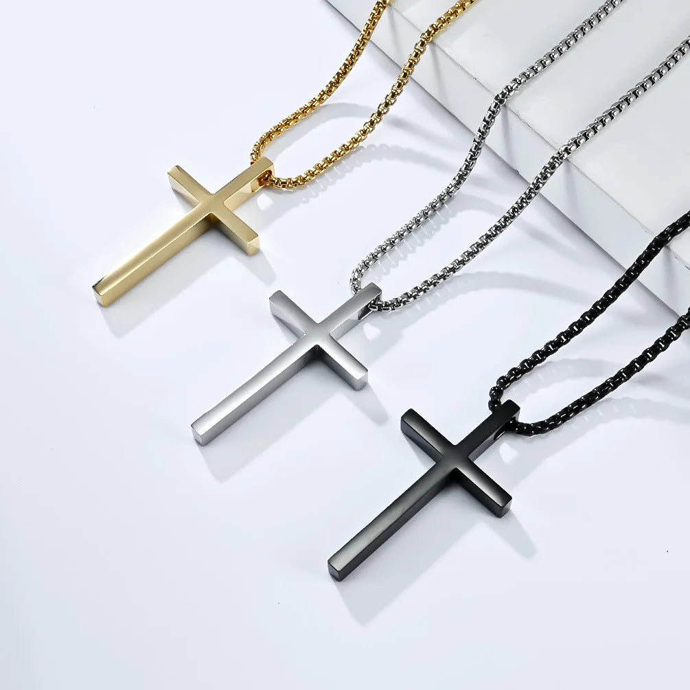 Titanium Steel Jesus Cross Necklace Men Women Bible Verse Spiritual Necklace for Men Jewelry Christmas New Year gifts